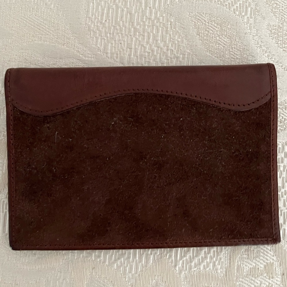 Laura Ashley leather and suede wallet change purse Vintage 1990s.  Made in Italy